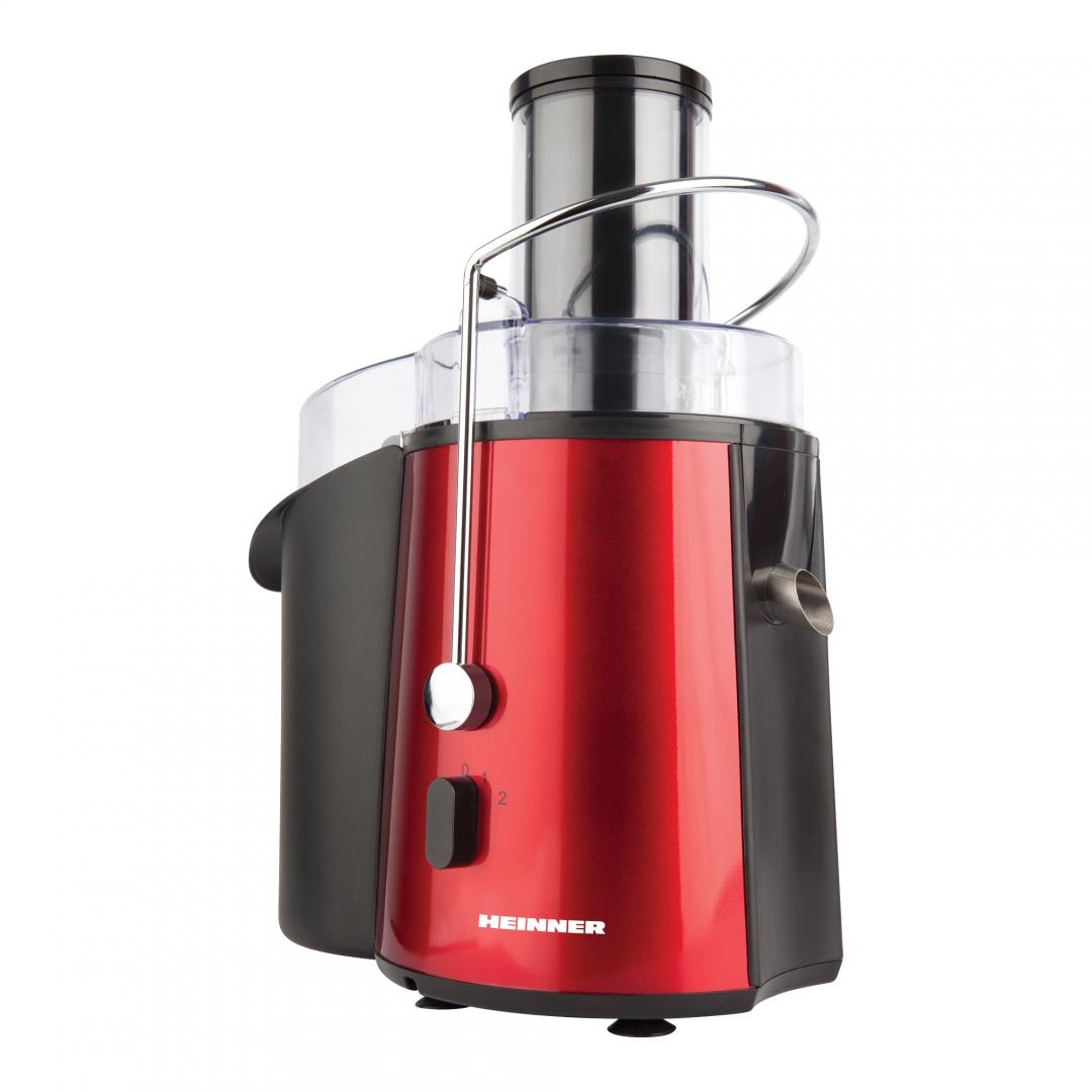 Storcator de fructe si legume Heinner XF-1000RD, 1000 W, recipient suc 1 l, recipient pulpa 2 l, 2 viteze, tub de alimentare 75 mm, inox, RESIGILAT