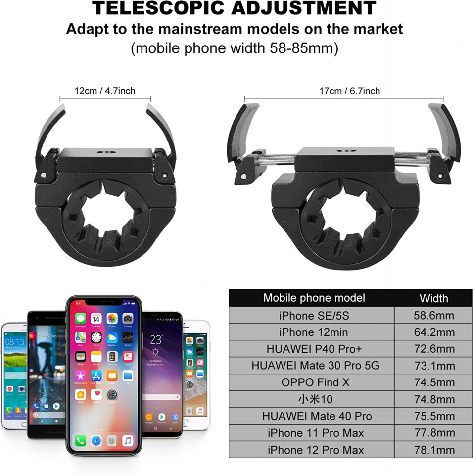 Poze Suport telefon pentru bicicleta OUTHIKER, aluminiu, negru, 52 x 52 cm