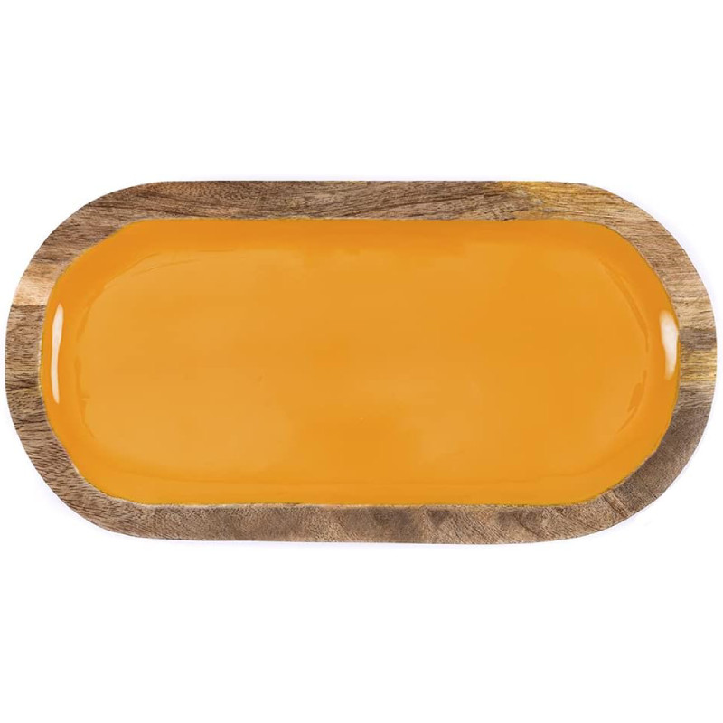 Tava decorativa THE CHEF COLLECTION, lemn, portocaliu, 35,5 x 18 x 2,5 cm
