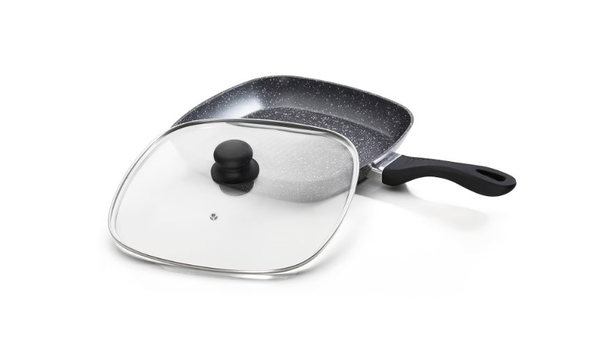 Tigaie grill + capac Cooking by Heinner, Stone Collection, inductie, aluminiu, 28 x 4 cm