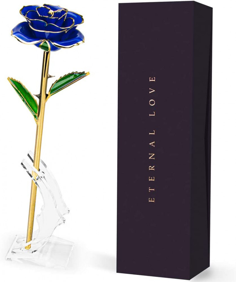 Trandafir iNeego, 24K, auriu/albastru, 7 x 28 cm 24K