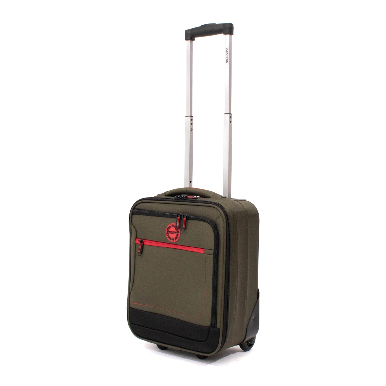 Troler Ella Icon Shadow cu 2 roti, Textil, 40x30x20 cm, Kaki