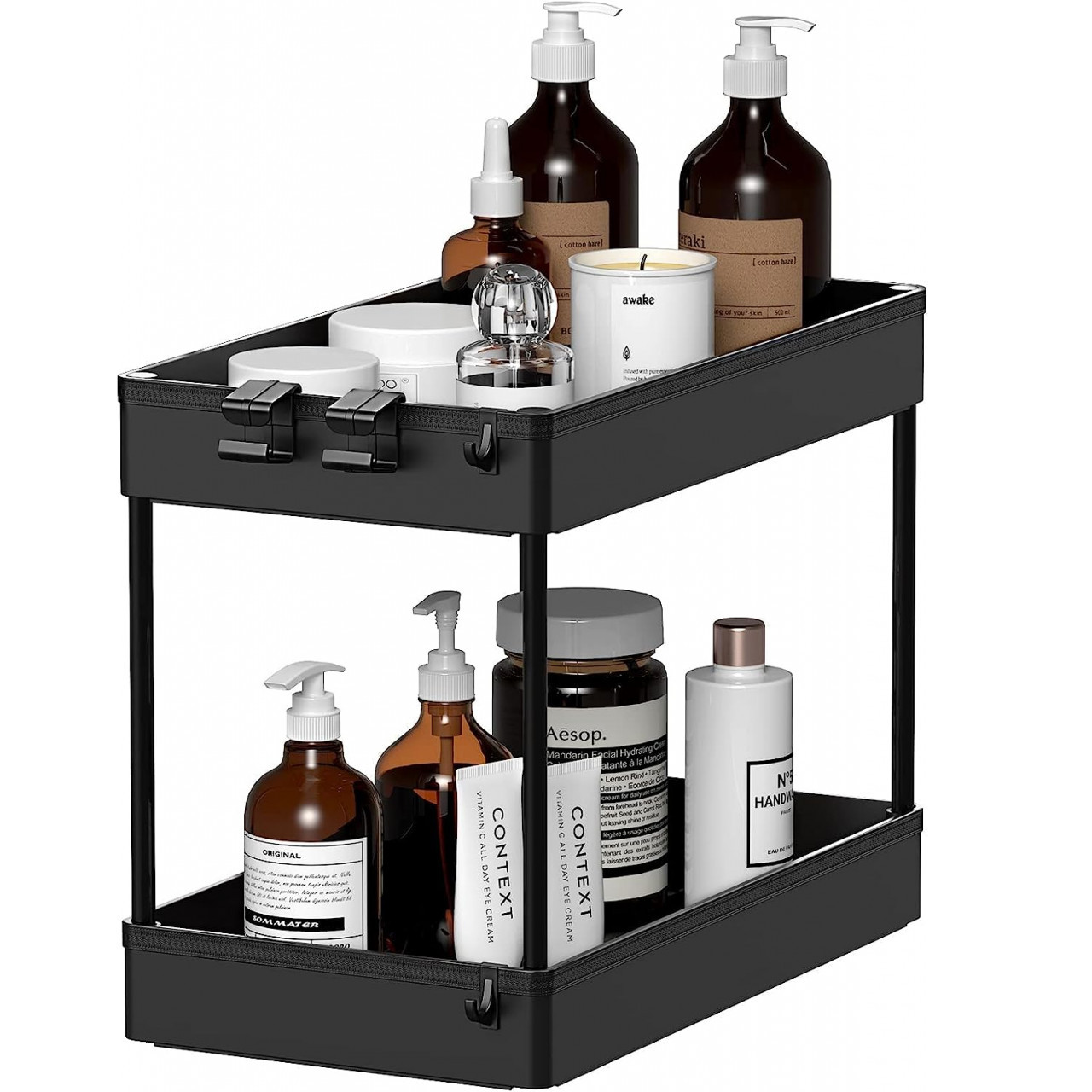 Unitate de depozitare Spacekeeper, 2 nivele, plastic, negru, 40 x 22 x 31 cm