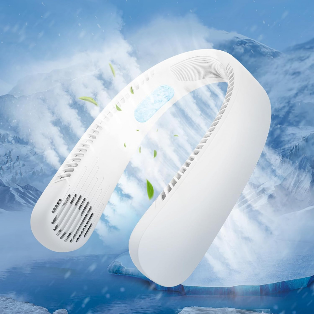 Ventilator portabil pentru gat MQFORU, ABS, alb, 5000mAh
