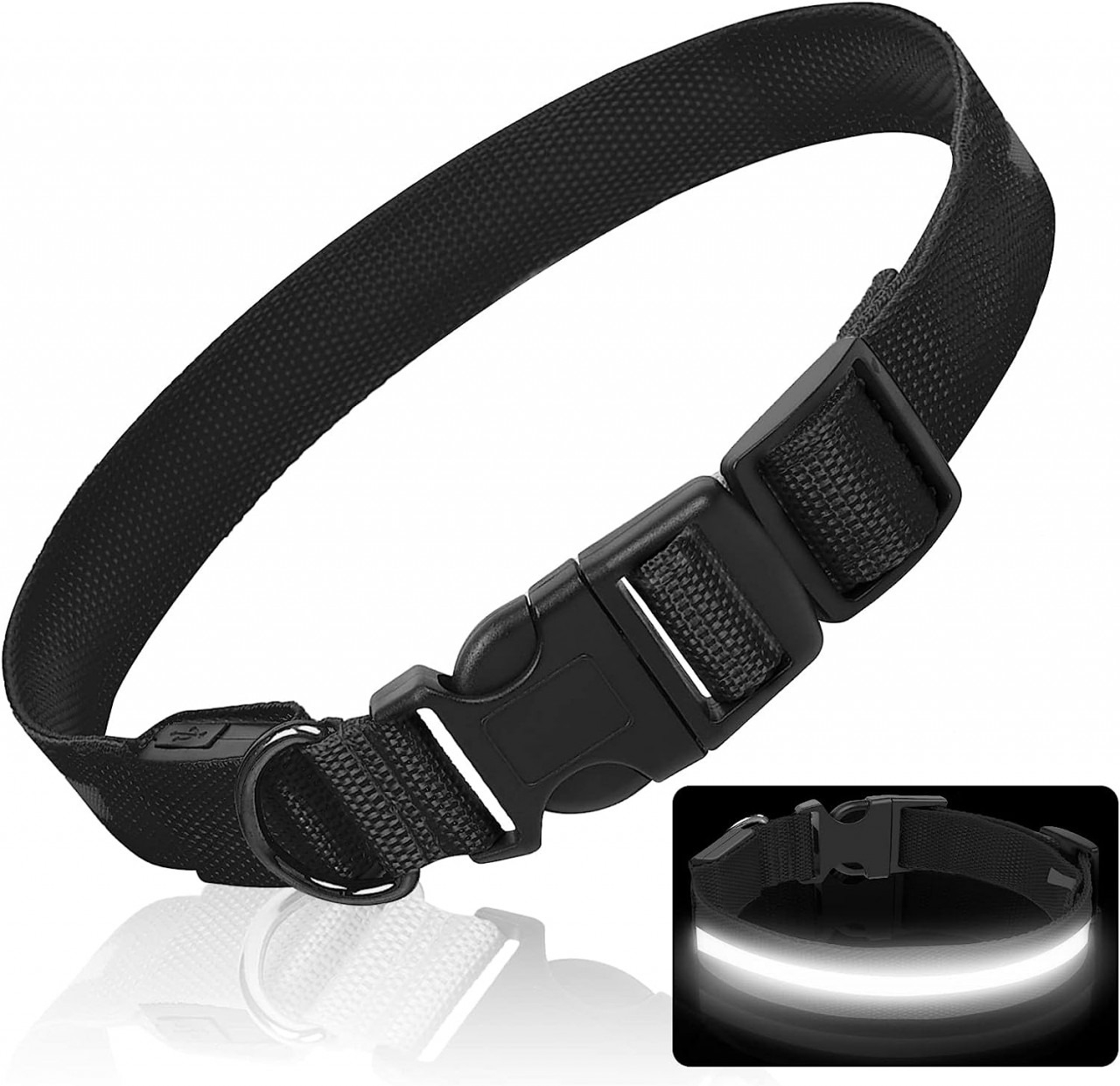 Zgarda pentru caine HXDSUP, LED, nailon, negru, marimea XL