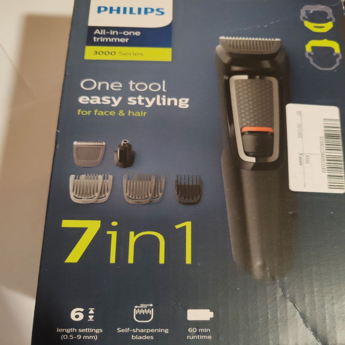 Aparat de tuns barba si parul 7 in 1 PHILIPS Multigroom MG3720/15, Lame cu ascutire, acumulator, 2 piepteni aspect nebarbierit, 2 piepteni barba, 1