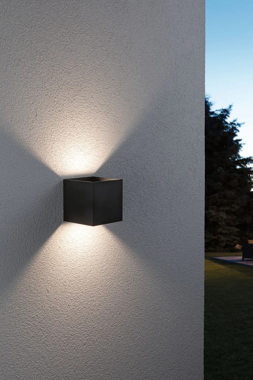 Aplica de perete pentru exterior Cybo, LED, aluminiu, gri, 10 x 10 x 10 cm