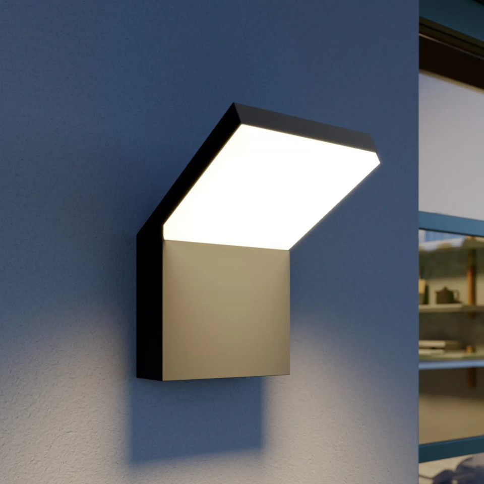 Aplica de perete pentru exterior Yolena, LED, aluminiu/policarbonat, gri/alb, 14 x 21,9 x 17,2 cm
