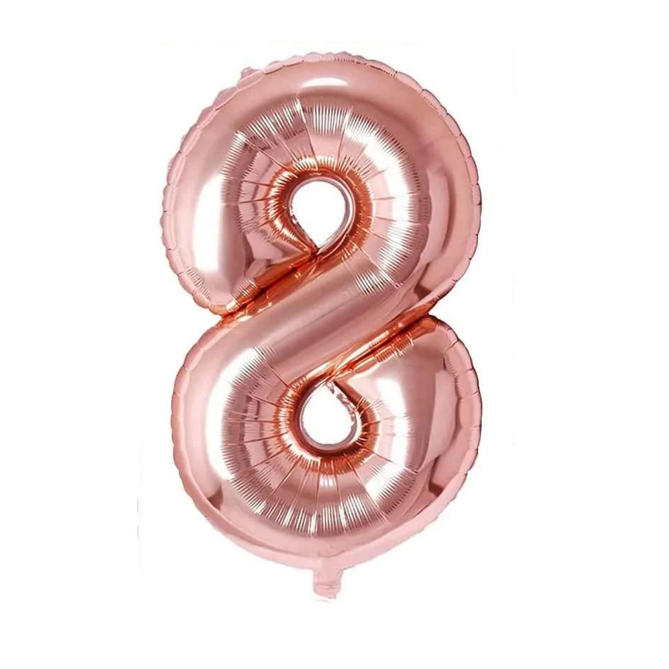 Balon aniversar Maxee, cifra 8, rose, 40 cm
