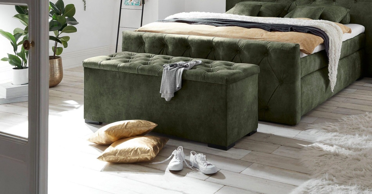 Banca pentru depozitare Hammonton, Verde, 140 cm latime