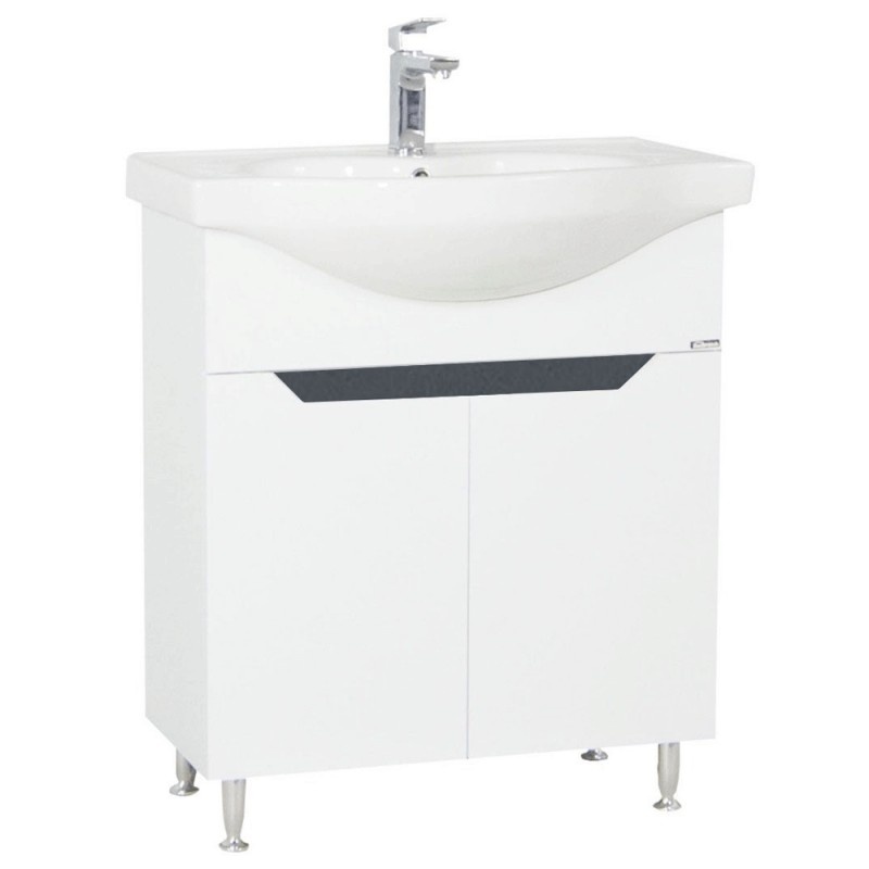 Baza si lavoar baie GN0501, cu picioare si usi, alb/antracit, 70x45x84 cm
