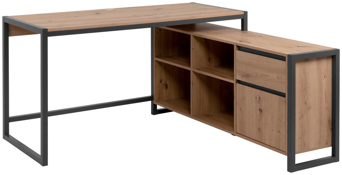 Birou de colt MID, stejar artizanal / antracit, 139/139/75 cm