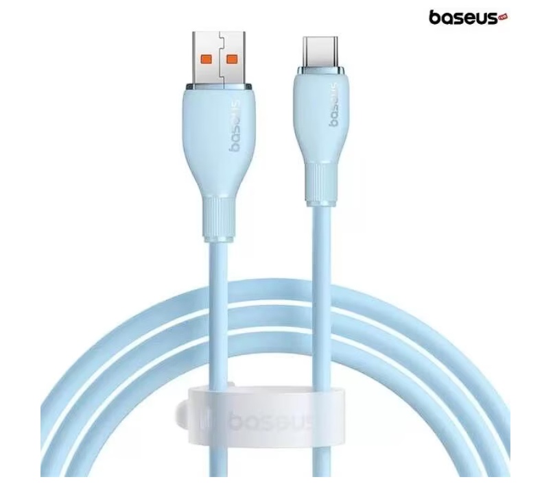 Cablu Baseus Pudding Series, USB la USB-C, 100W, Fast Charging, 1.2m, Albastru, Resigilat, Grad A