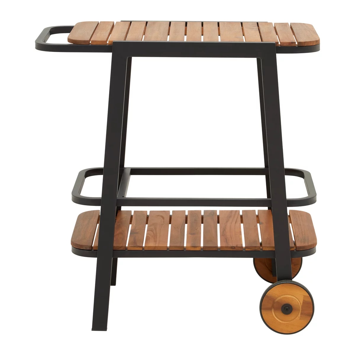 Cărucior de servire Marlo negru salcâm/aluminiu, 76/77/49 cm