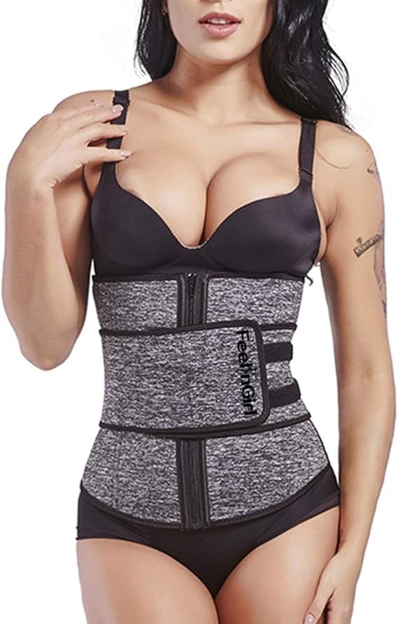 Corset modelator pentru dama FeelinGirl, neopren/nailon, gri/negru