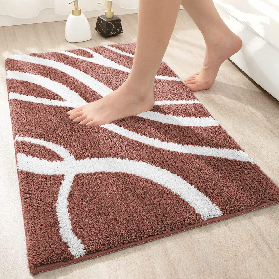 Covoras de baie DEXI, microfibra/TPR, rosu inchis, 50 x 80 cm baie imagine noua
