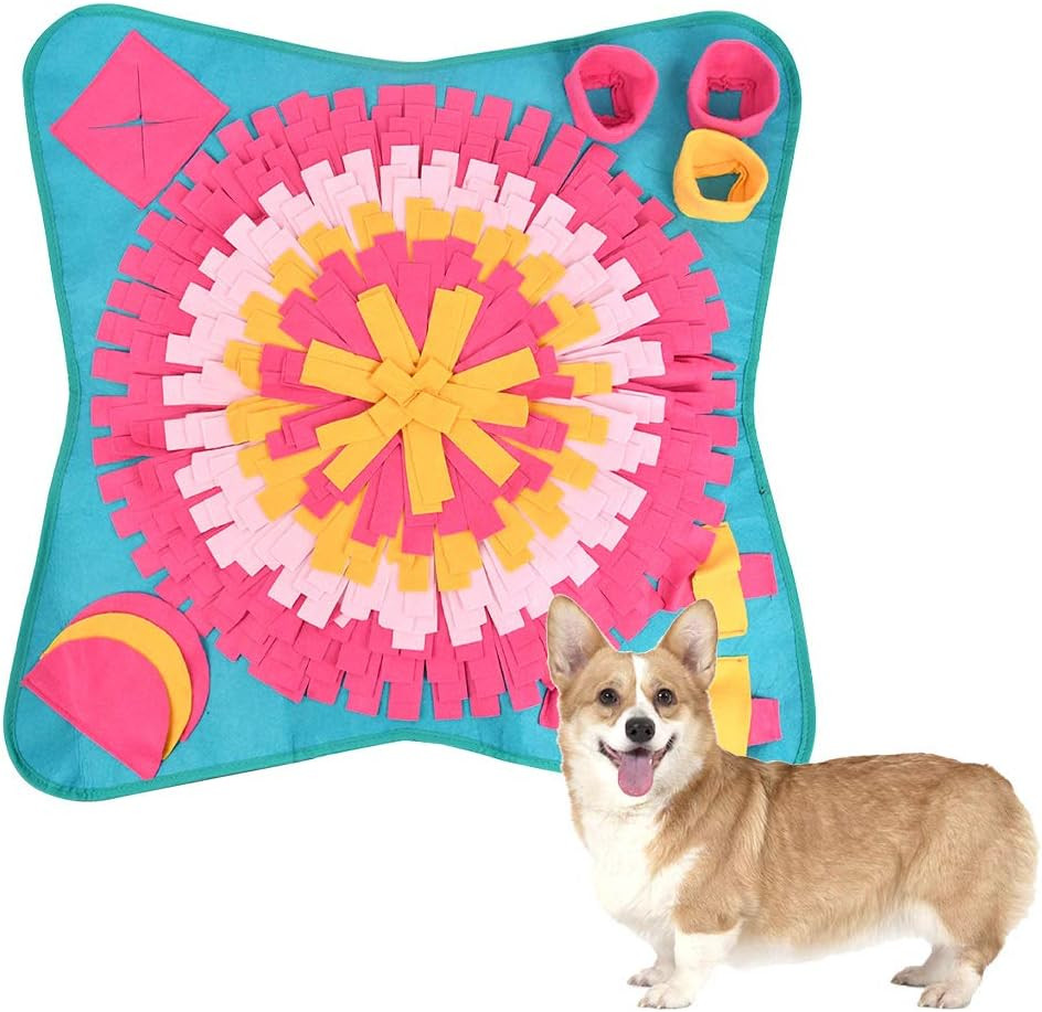 Covoras de hranire pentru caini FOCCTS, pasla, multicolor, 70 x 70 cm