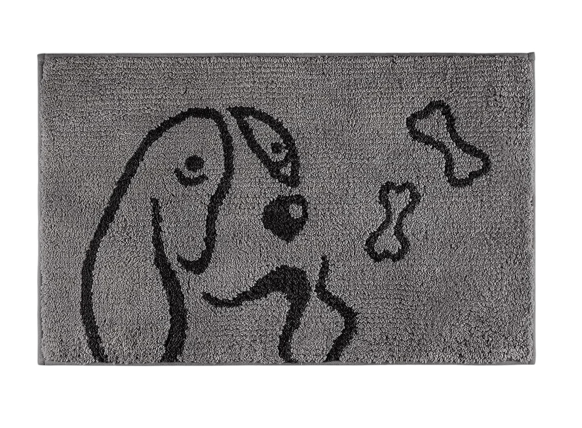 Covoras de intrare Purrugs, poliester, gri/negru, 60 x 90 cm