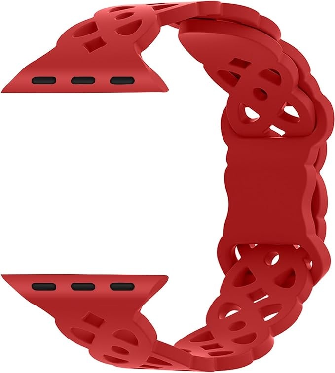 Curea pentru Apple Watch Nepfaivy, silicon, rosu, 40/41/44/45 mm