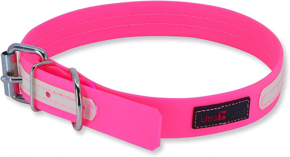 Curea pentru caini Ultrahund, plastic/tesatura, roz, 56-66 cm 56-66