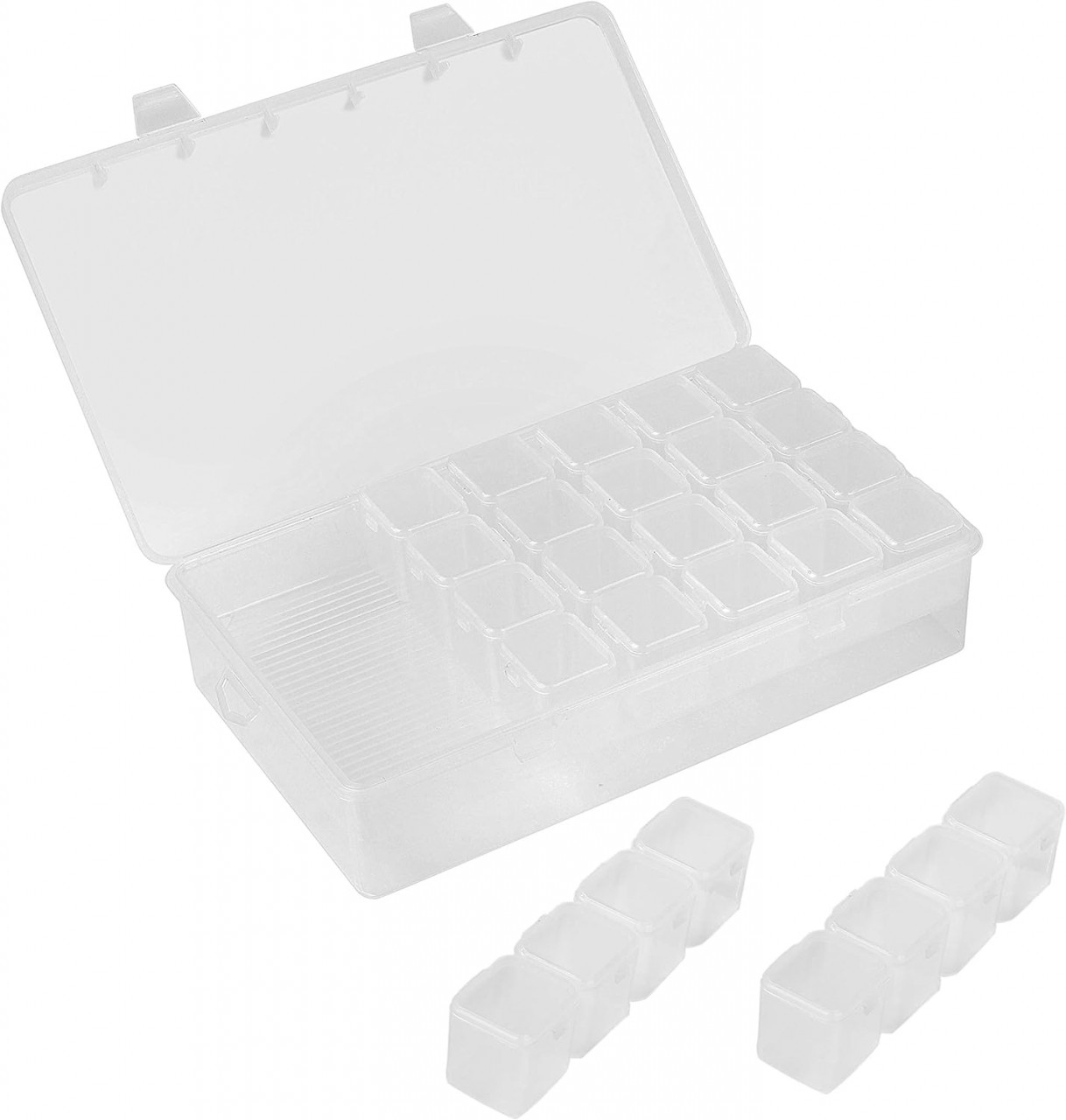 Cutie organizatoare cu 28 de grile pentru proiecte DIY HONGXIN, plastic, transparent, 23 x 13,5 x 5 cm