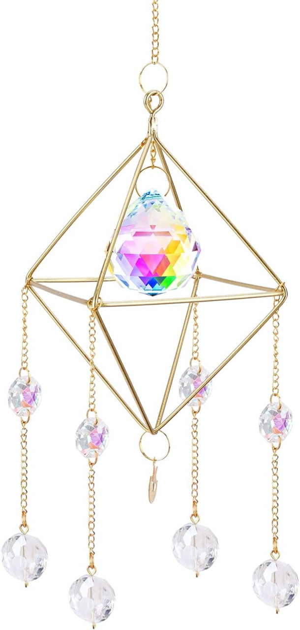 Decoratiune suspendata Glazen, metal/cristal, auriu, 40 cm