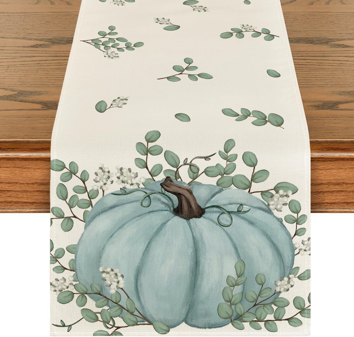 Fata de masa Artoid, model dovleac, poliester, bej/verde/albastru deschis, 40 x 140 cm