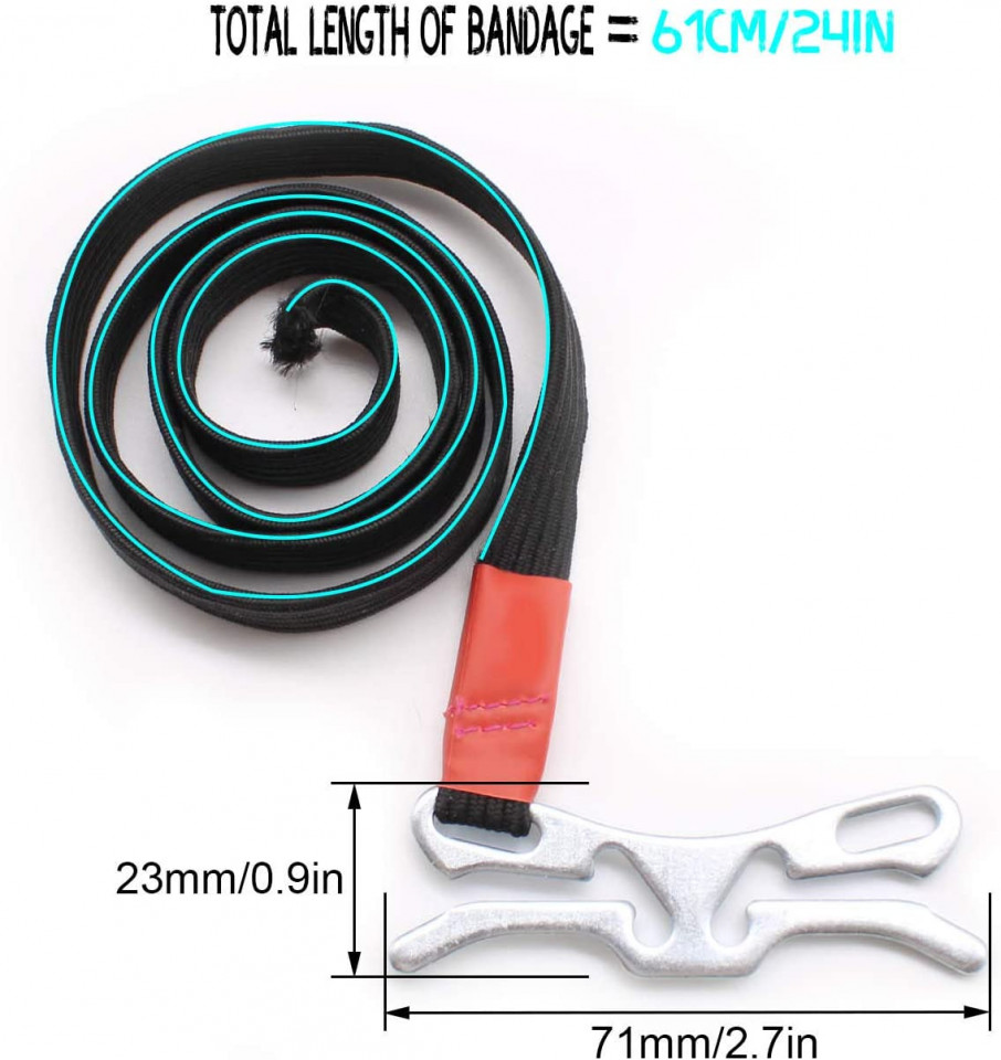 Garou medical elastic KLEHOPE, nailon/otel inoxidabil, negru/portocaliu/argintiu, 61 cm