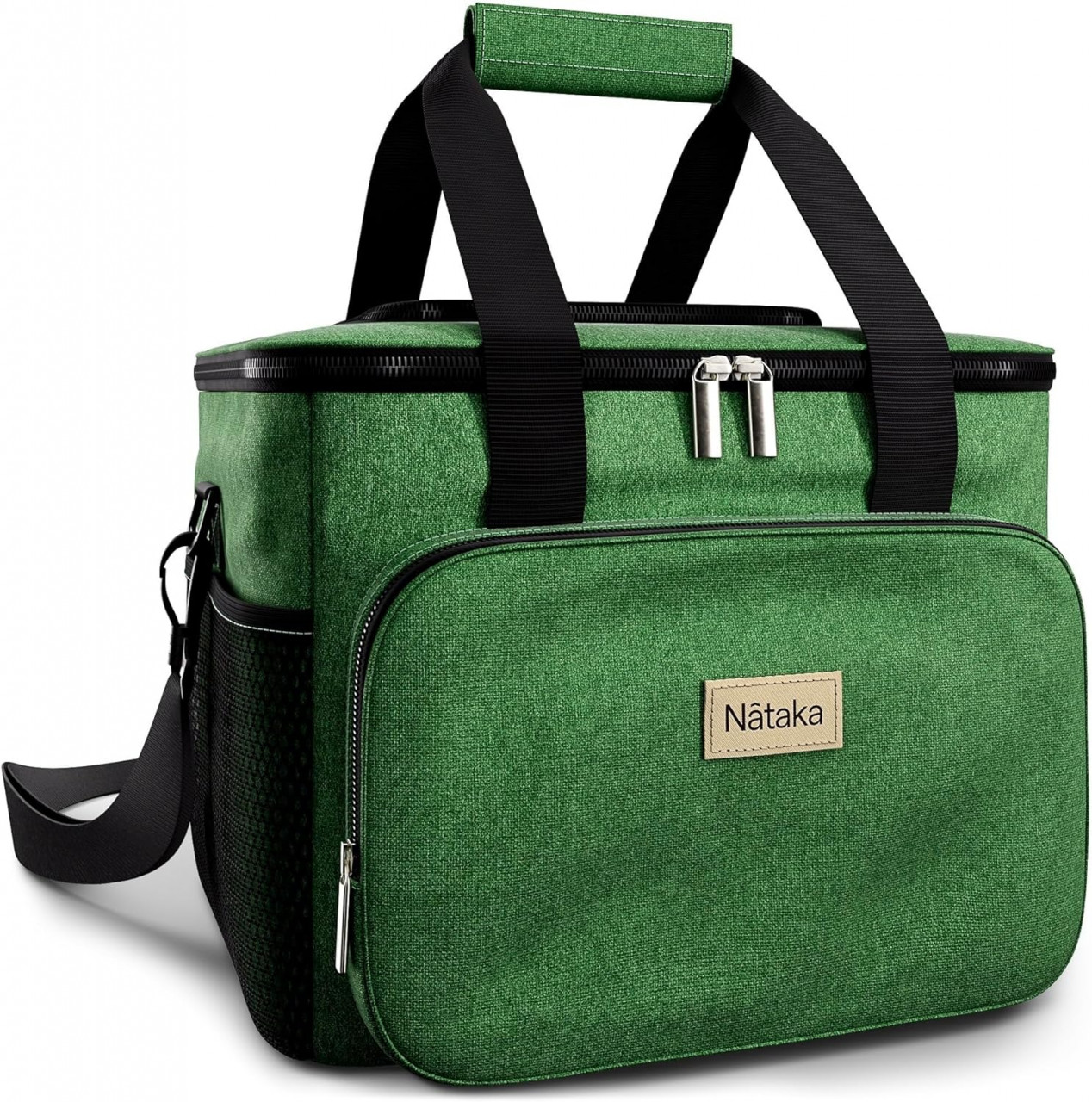 Geanta termoizolanta Nataka, PVC/PEVA, verde/negru, 15 L