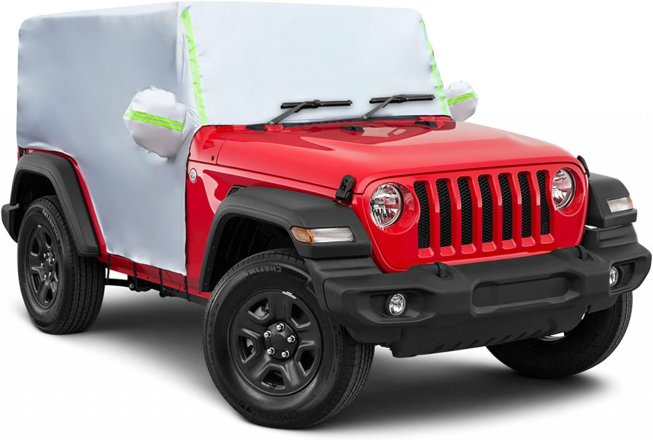 Husa de protectie pentru Jeep Wrangler cu 4 usi 2007-2022 Bigacober, panza Oxford, argintiu/verde