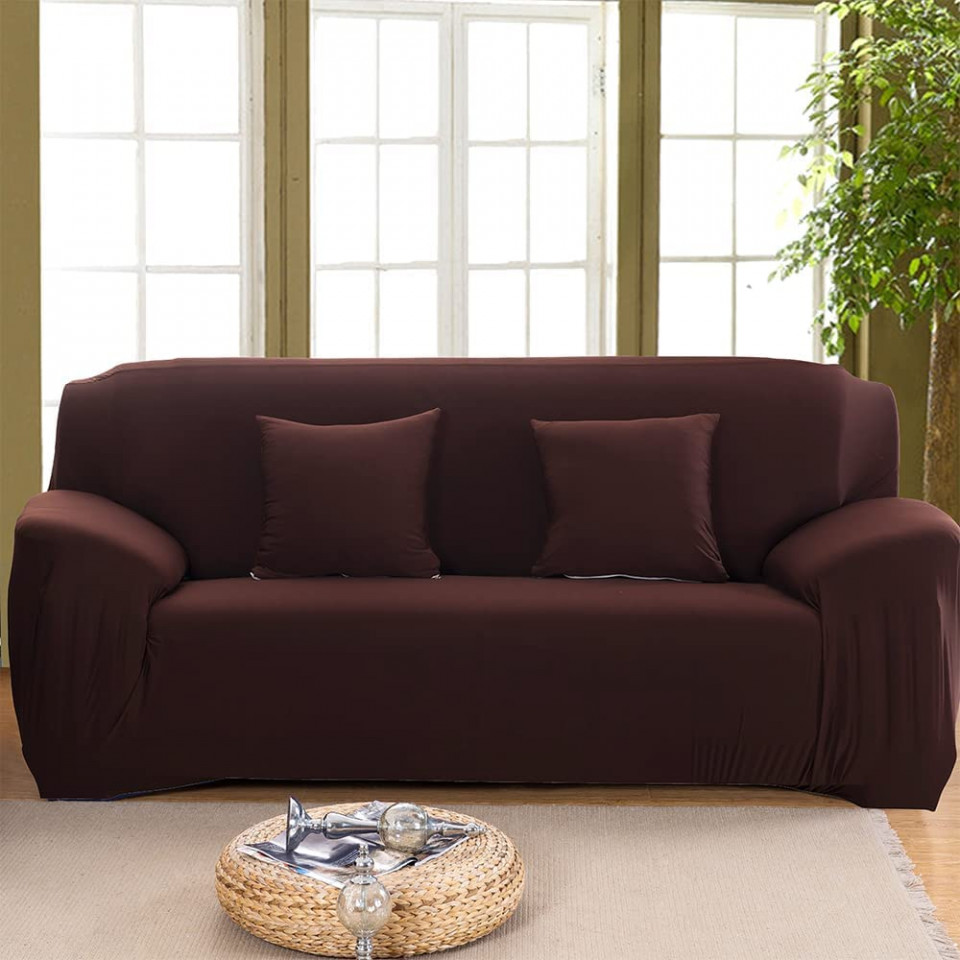 Husa pentru canapea cu 3 locuri Shinesky, maro, spandex, 190-230 cm 190-230
