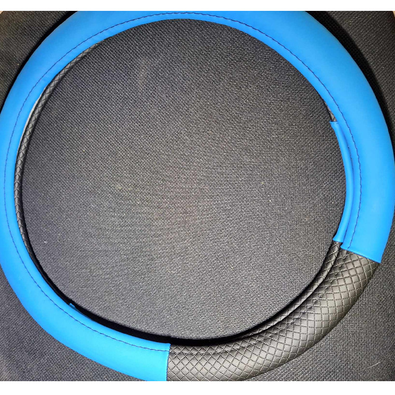 Husa universala pentru volan POWWA, piele PU/microfibra, albastru, 38 cm
