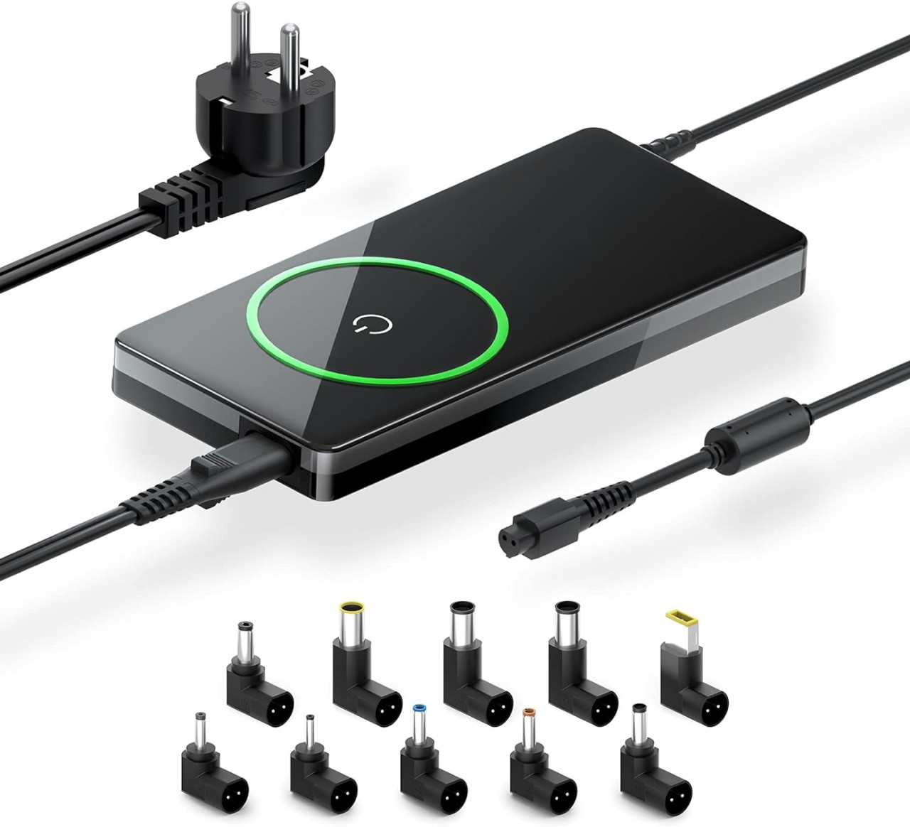 Incarcator 10 in 1 pentru notebook Cyd, plastic, negru, 90W, 2,5 m