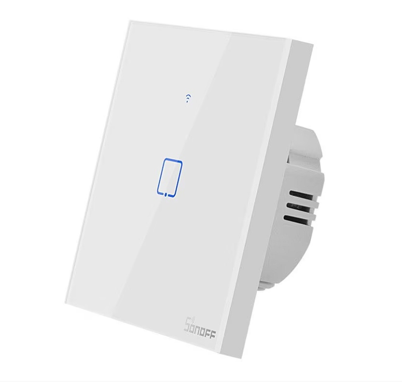 Intrerupator inteligent cu touch Sonoff T0 EU TX, Wireless, 1 canal, compatibil iOS/Android, Amazon Alexa/Google Assistant, sticla, Alb, Resigilat,