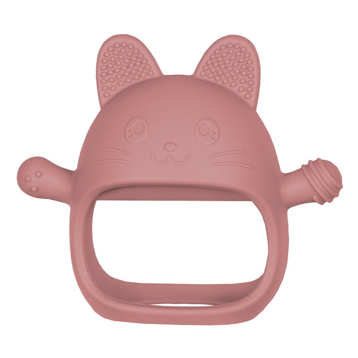 Jucarie pentru dentitie din silicon, Appekids, Manusa Kitty - Old Rose