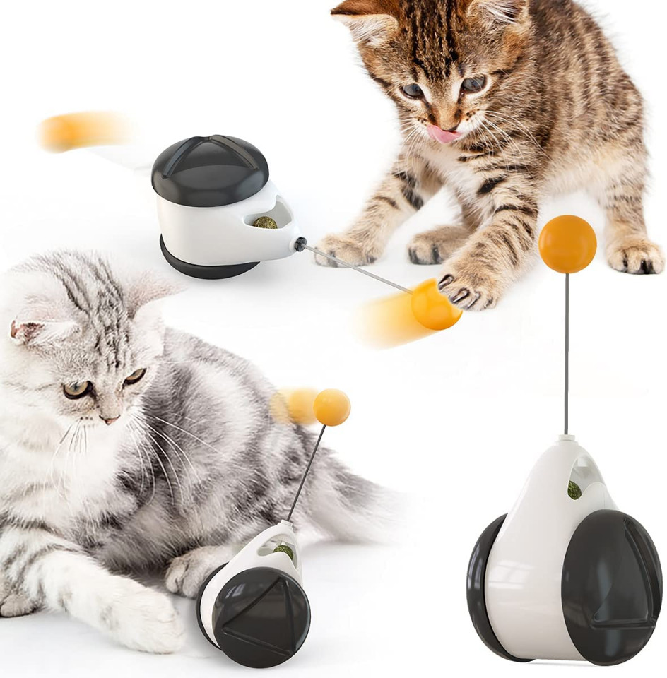 Jucarie pentru pisici Yatellas, plastic, alb/negru/portocaliu, 5,7 x 24 cm 57 imagine noua