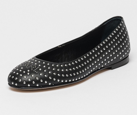 Karl Lagerfeld, Balerini cu tinte, Negru, Argintiu, 37, Resigilat, Grad B