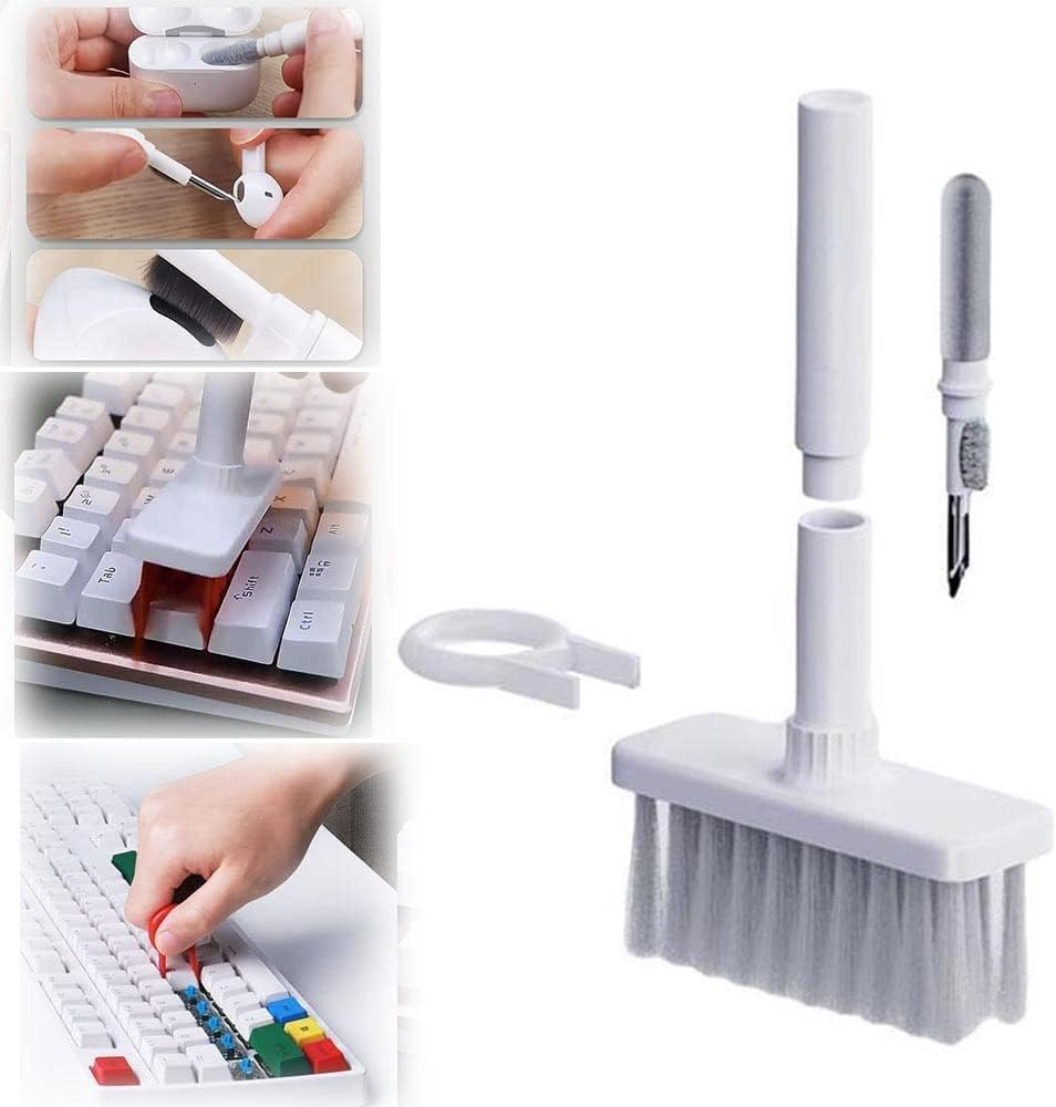 Kit 5 in 1 pentru curatare tastatura/casti Bloook, plastic/burete/nailon, alb