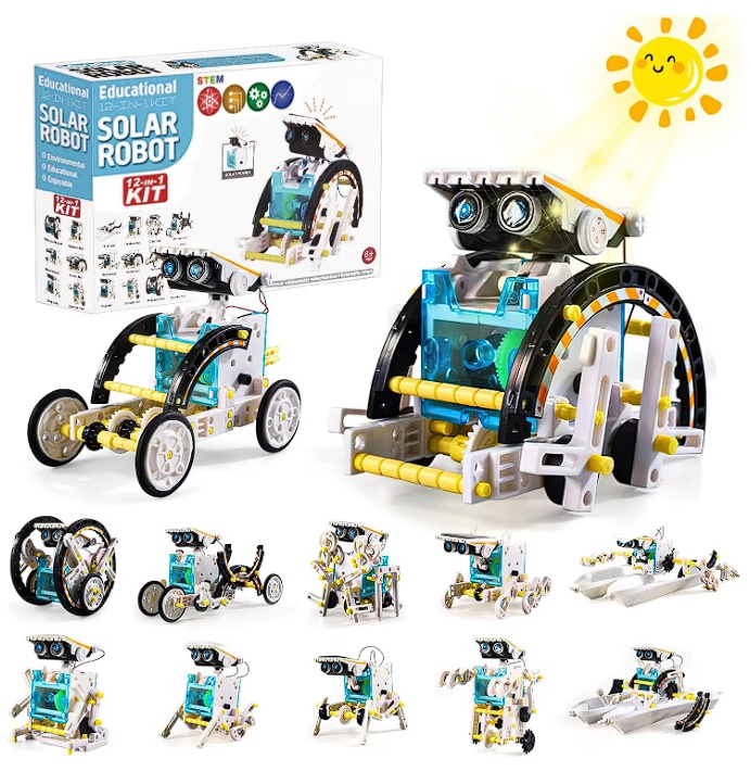 Kit de constructie roboti Mappy 12in1, incarcare solara, alb, Resigilat, Grad A