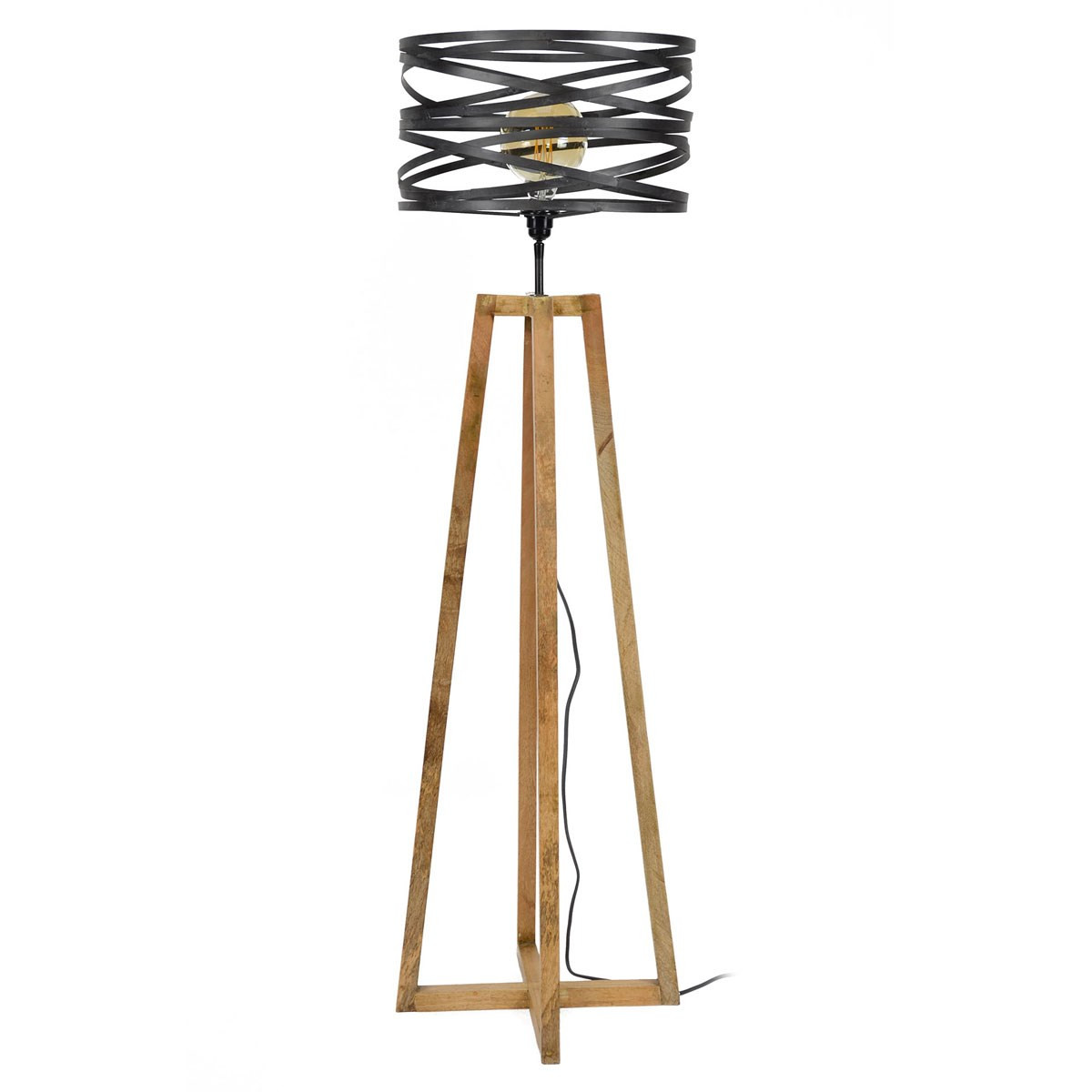 Lampadar Vancouver, lemn/metal, natur/negru, 41 x 41 x 135 cm