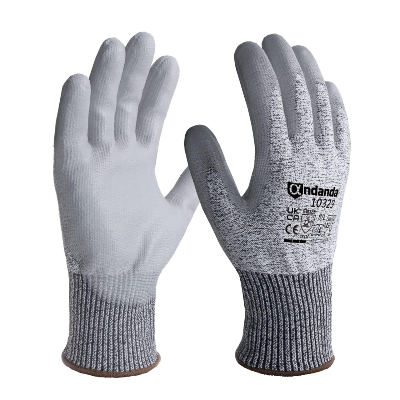 Manusi de lucru Andanda, HDPE/poliuretan, gri, marimea M