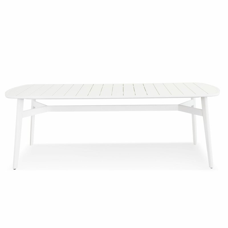 Masa de gradina Arcovio, metal, alb, 74 x 220 x 100 cm 100
