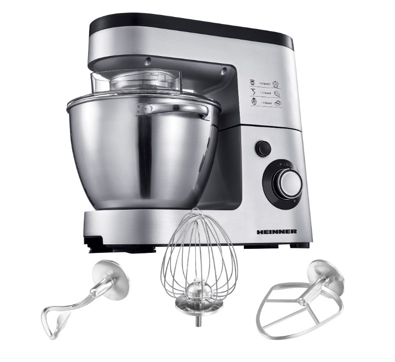 Mixer planetar Heinner HPM-1500XMC-V2, RESIGILAT, 1 AN GARANTIE, 1500W, 6 viteze, Bol 5.5l, Inox