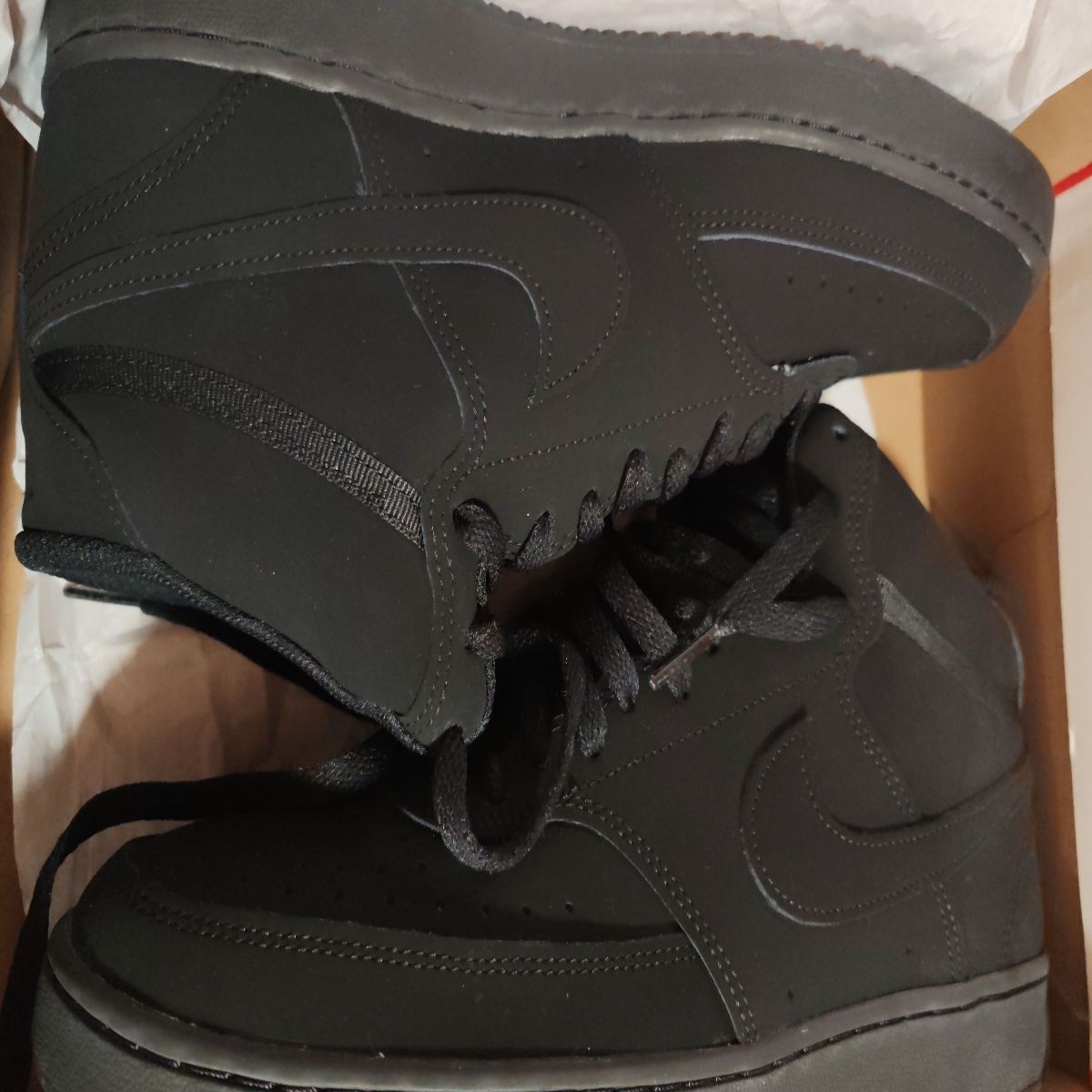 Nike, Pantofi sport mid-high Court Vision, Negru, 9.5, Resigilat, Grad A