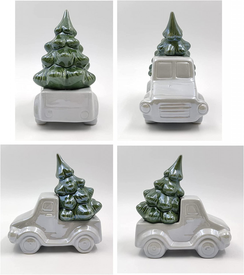 Obiect decorativ de Craciun Casaido, alb/verde, ceramica, 16,5 x 9 x 16,2 cm