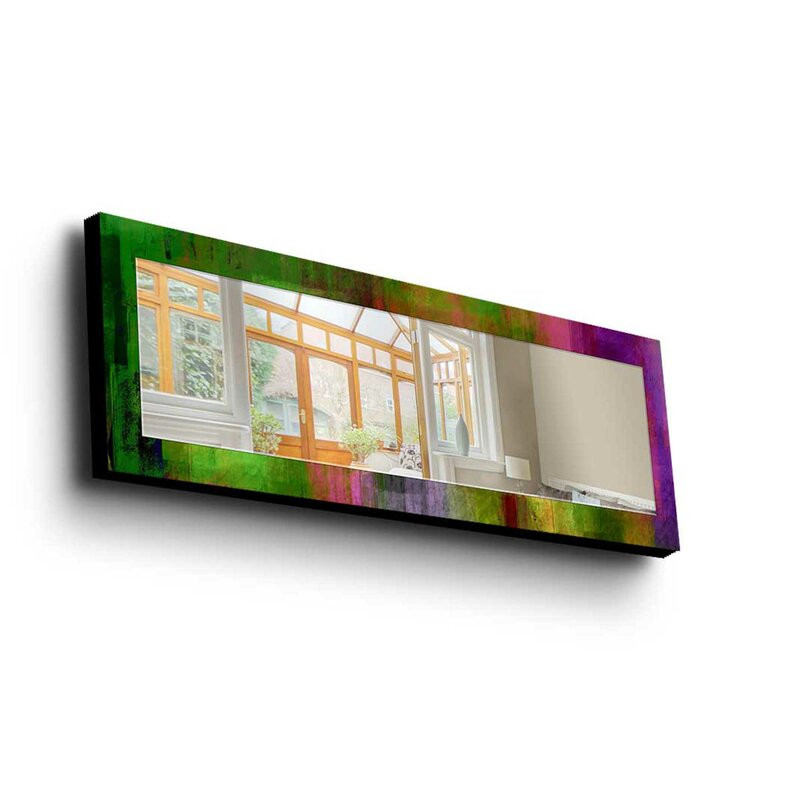 Oglinda de perete Arneson, lemn masiv, multicolor, 120 x 40 x 1 cm 120