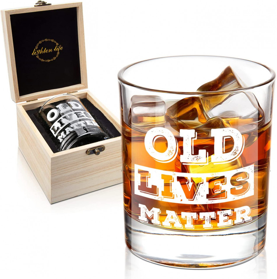 Pahar pentru whisky Lighten Life, sticla, transparent/alb, 9,9 x 8,1 cm, 360 ml 360 imagine 2022