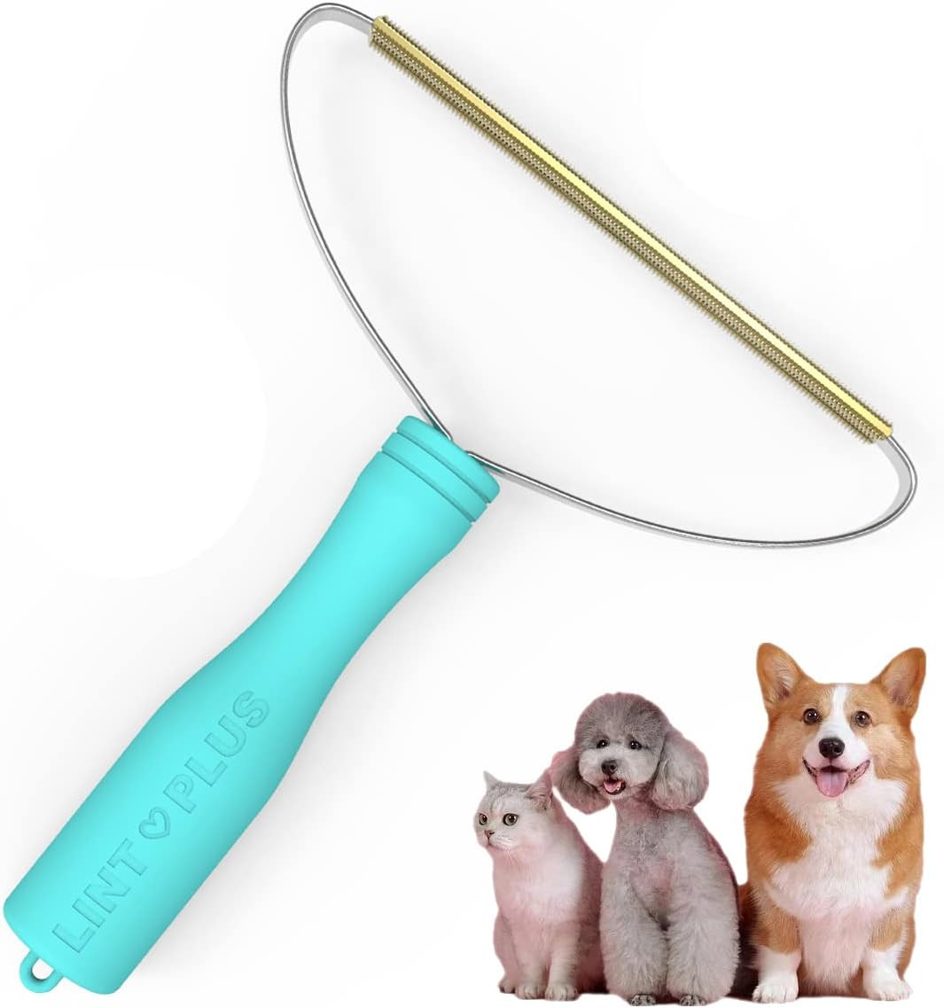 Perie pentru scame/par de animale OneChois, plastic/metal, argintiu/albastru/auriu