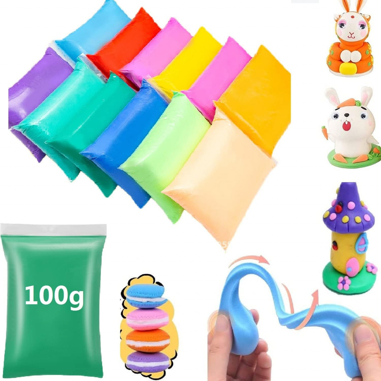 Plastilina cu uscare rapida KARLOR, verde, 100 g, 14 x 11 x 2 cm