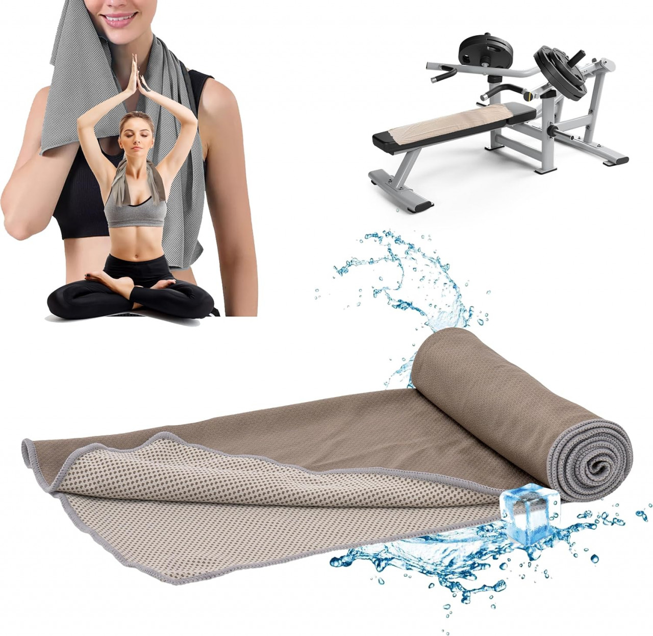Prosop pentru fitnes Generic, microfibra, gri, 90 x 30 cm